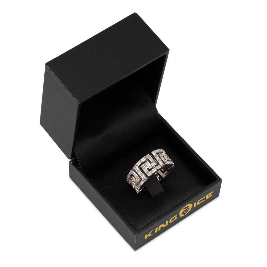 Iced Greek Key Ring  in  by Kingices