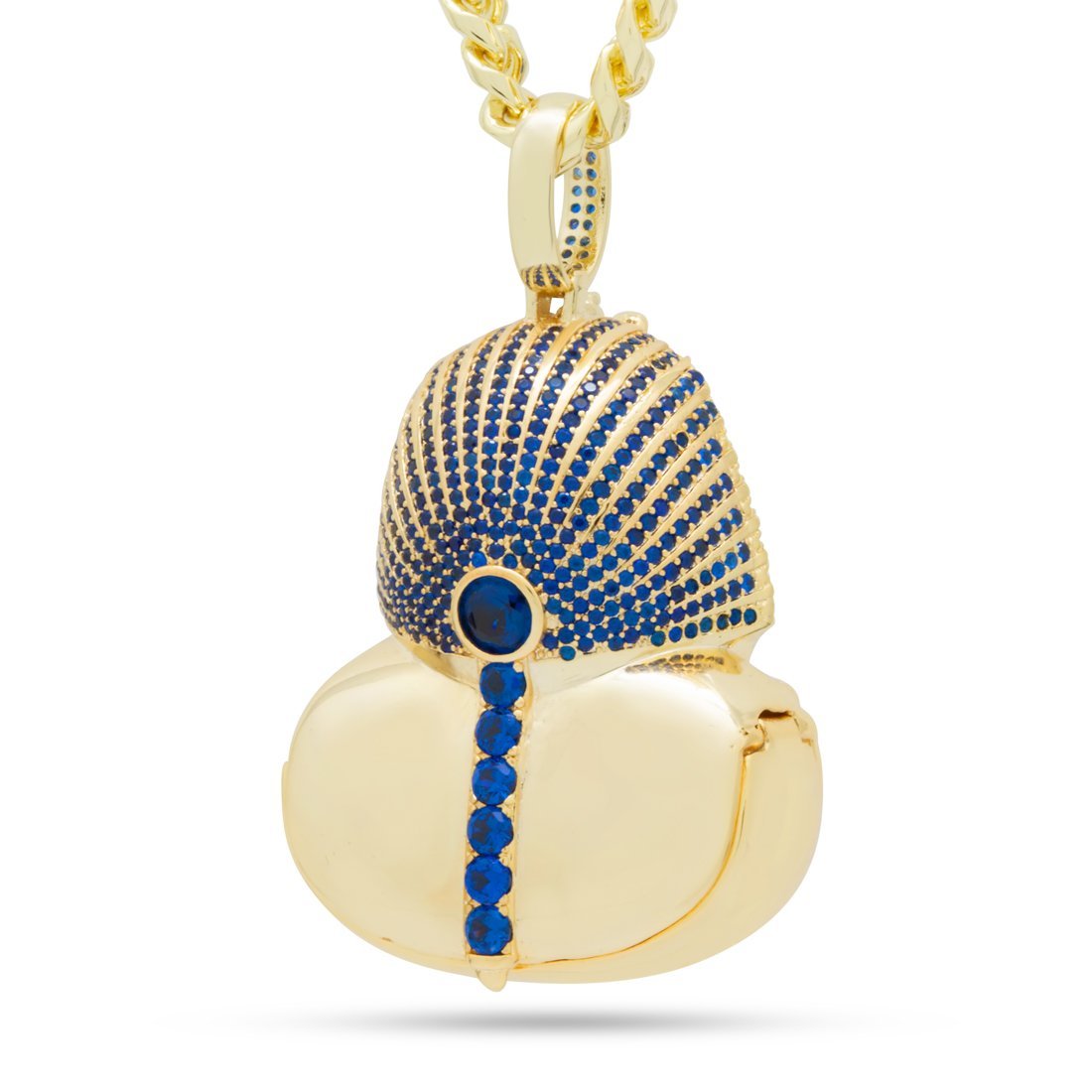 Iced King Tut Stash Necklace  in  14K Gold / 2.1" by Kingices