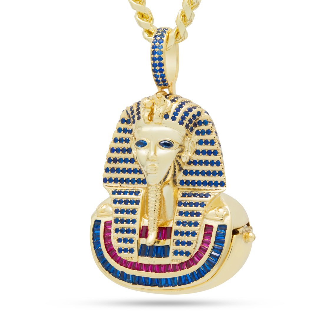 Iced King Tut Stash Necklace  in  14K Gold / 2.1" by Kingices