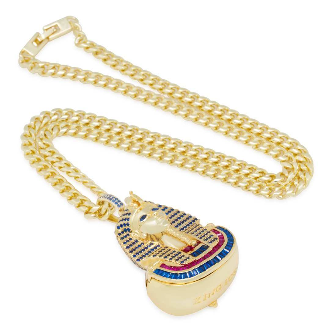 Iced King Tut Stash Necklace  in  14K Gold / 2.1" by Kingices
