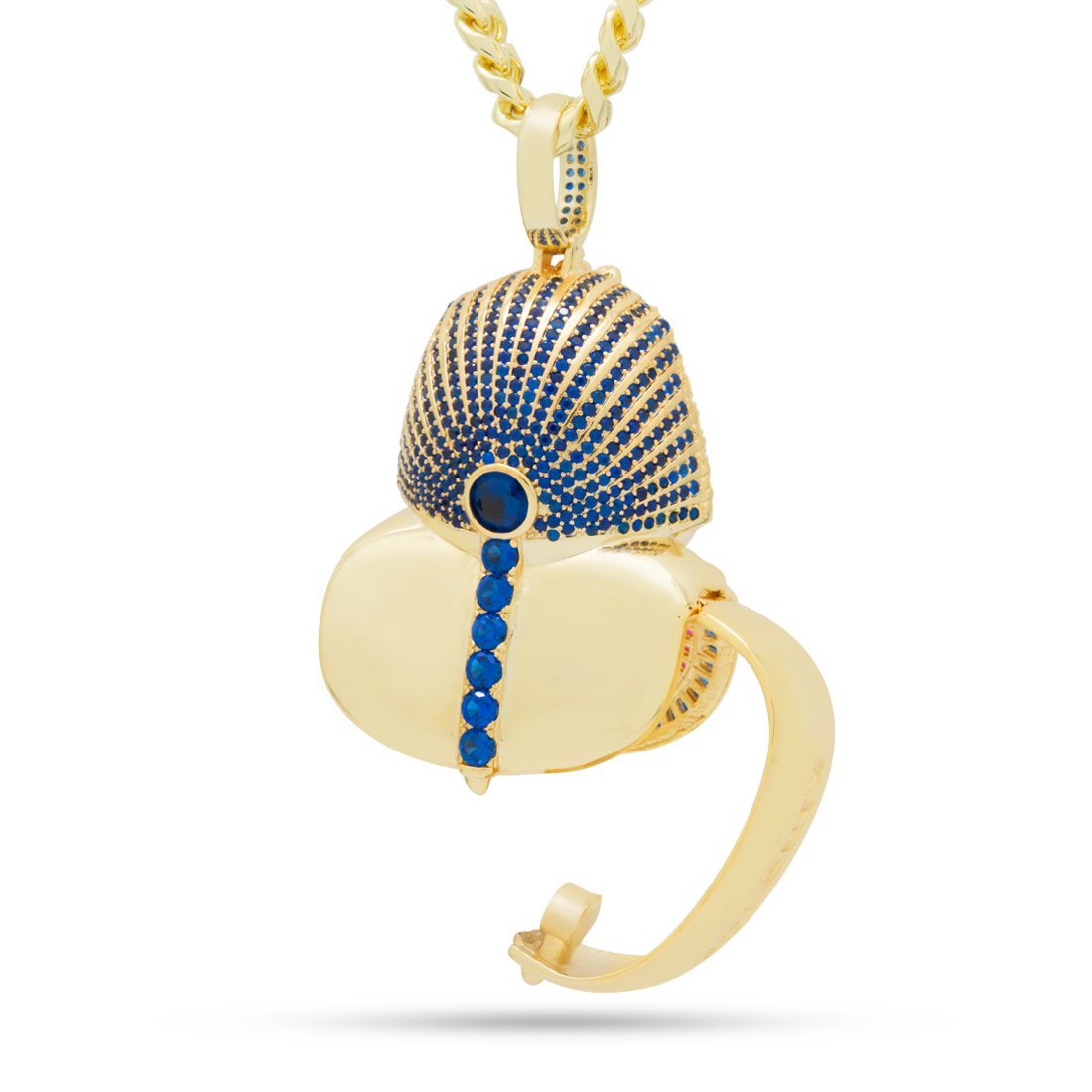 Iced King Tut Stash Necklace  in  14K Gold / 2.1" by Kingices