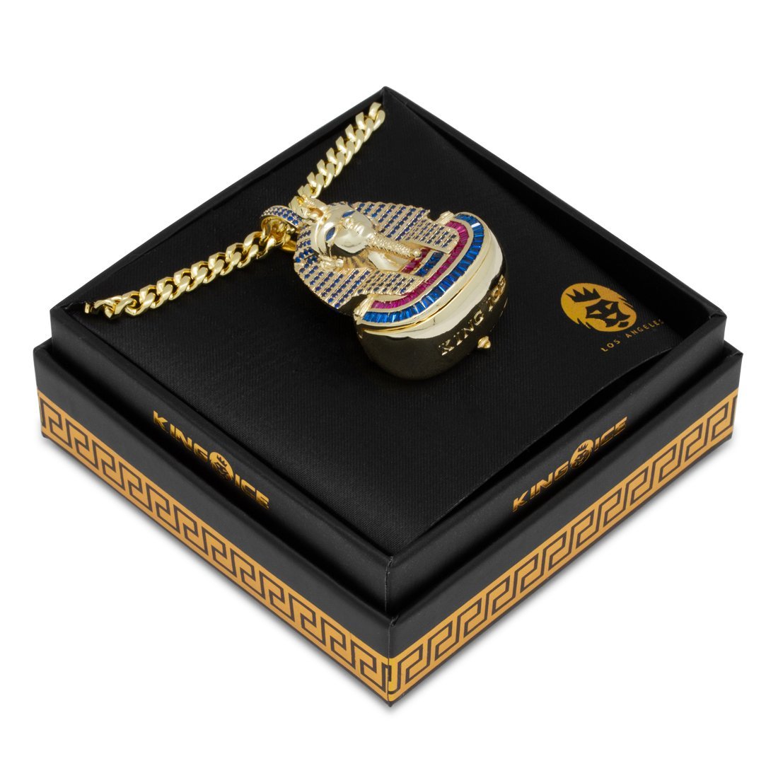 Iced King Tut Stash Necklace  in  14K Gold / 2.1" by Kingices
