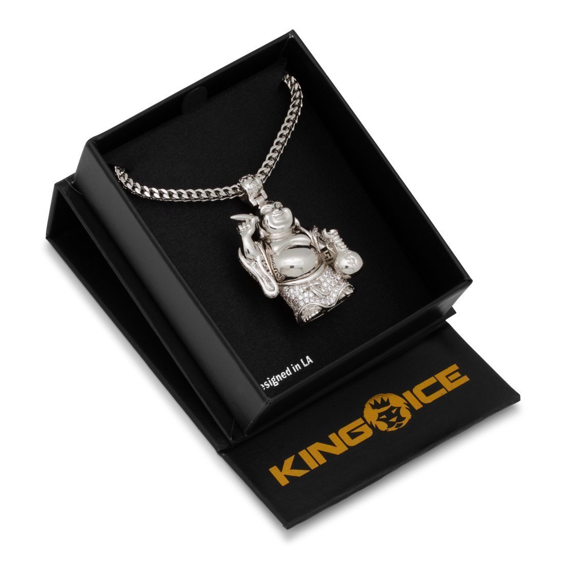 Iced Laughing Buddha Necklace  in  by Kingices