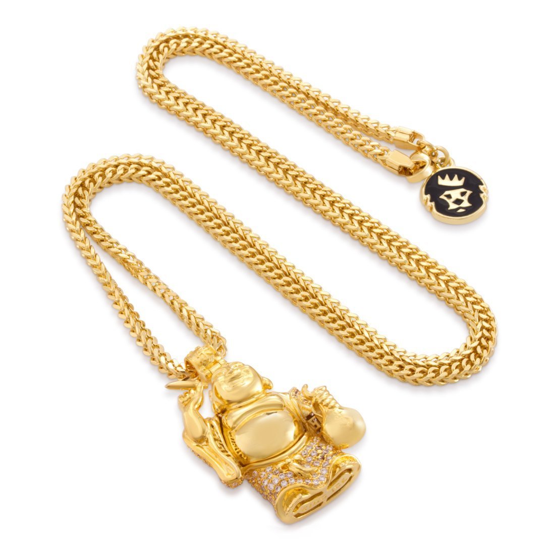 Iced Laughing Buddha Necklace  in  by Kingices