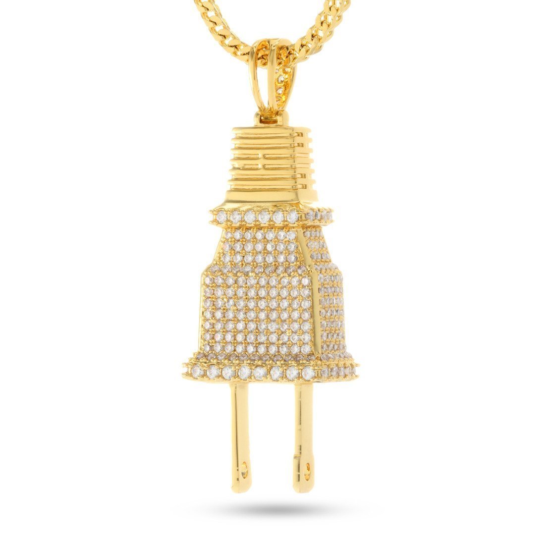 Iced Plug Necklace  in  14K Gold / 2" by Kingices