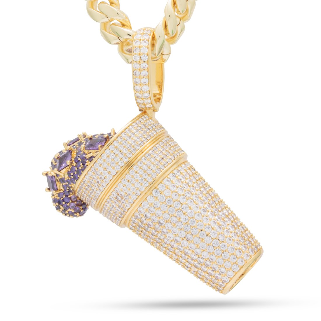 Iced Purple Drank Necklace  in  14K Gold / 2.3" by Kingices