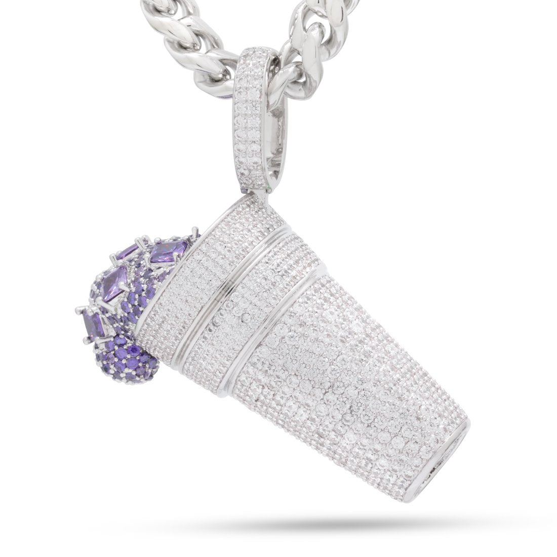 Iced Purple Drank Necklace  in  White Gold / 2.3" by Kingices