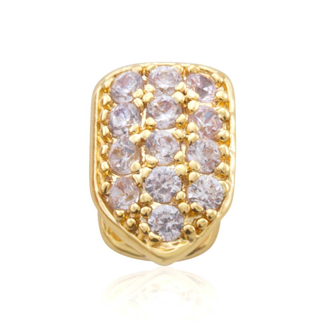 Iced Single-Tooth Cap Grillz  in  14K Gold / Bottom by Kingices