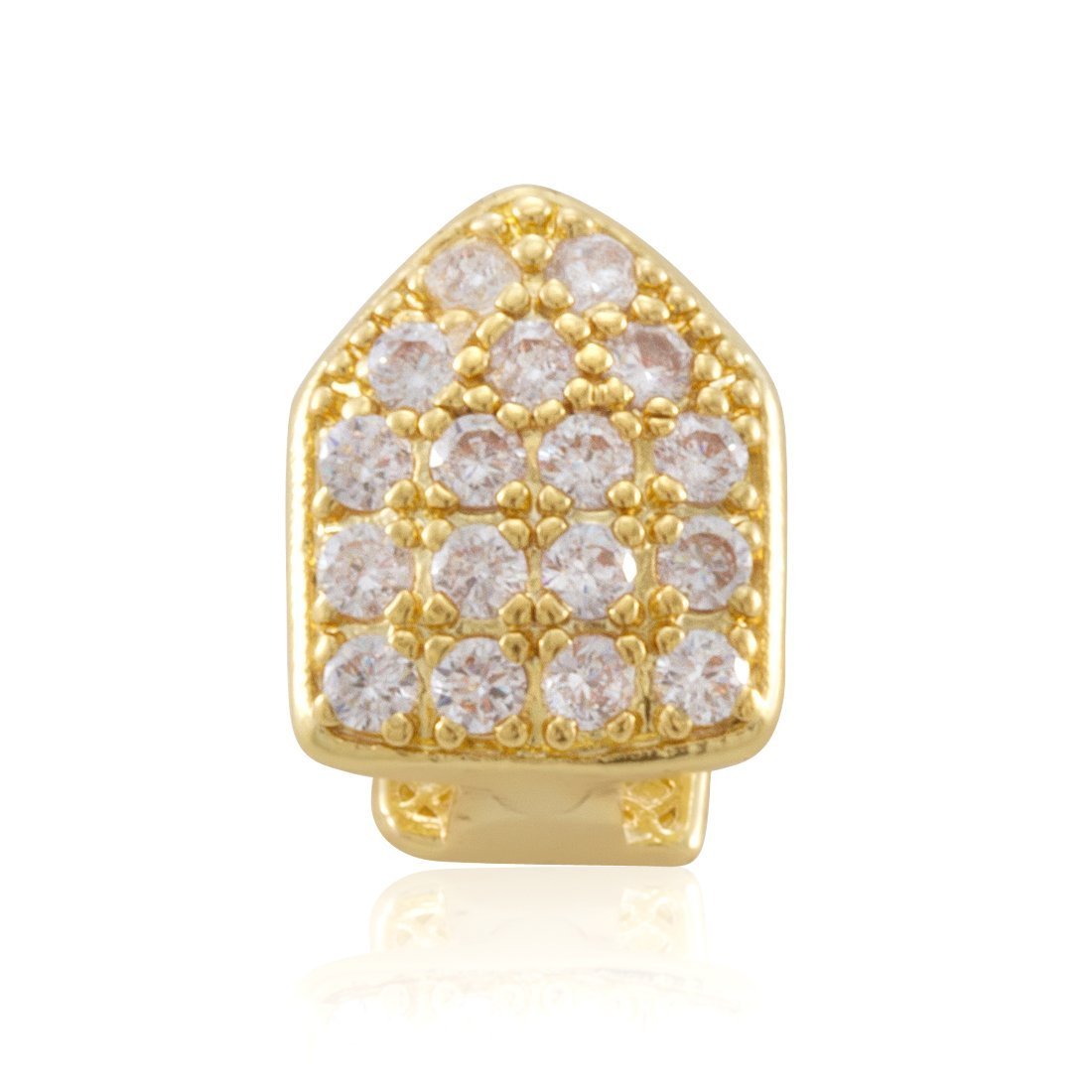 Iced Single-Tooth Cap Grillz  in  14K Gold / Top by Kingices