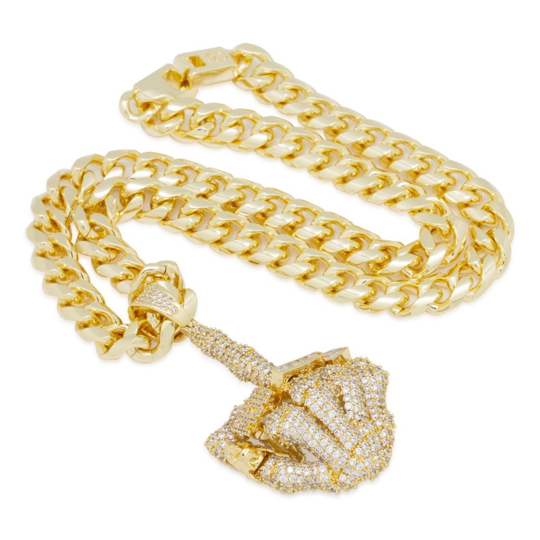 Iced Skeleton Flip Necklace  in  14K Gold / 3.3" by Kingices