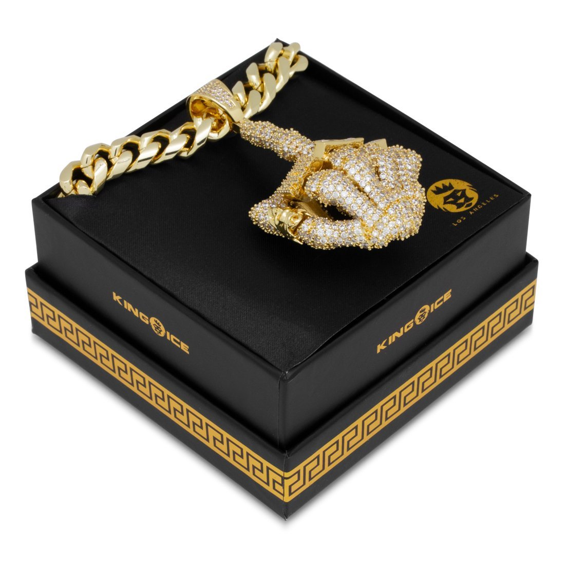 Iced Skeleton Flip Necklace  in  14K Gold / 3.3" by Kingices