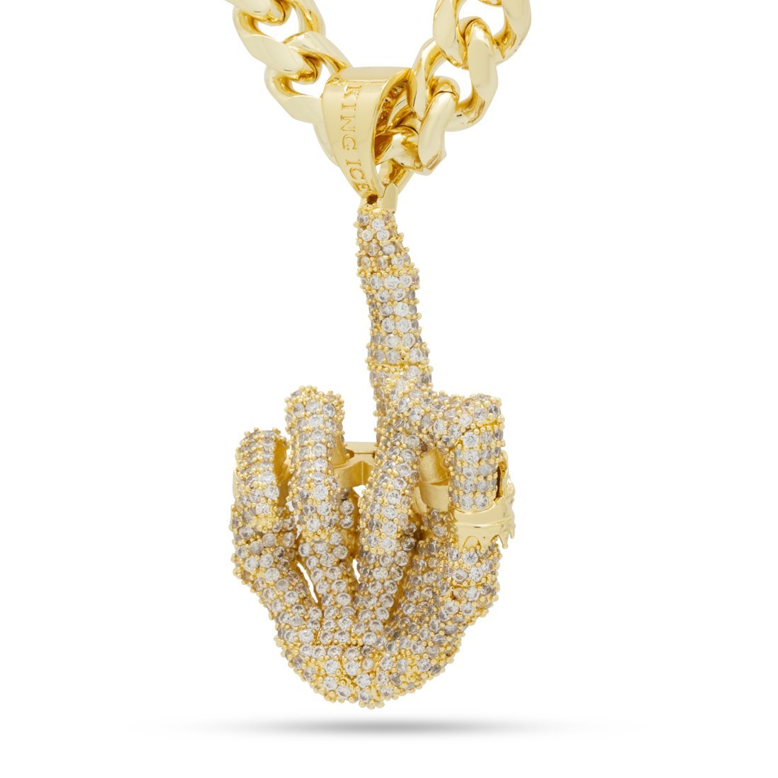 Iced Skeleton Flip Necklace  in  14K Gold / 3.3" by Kingices