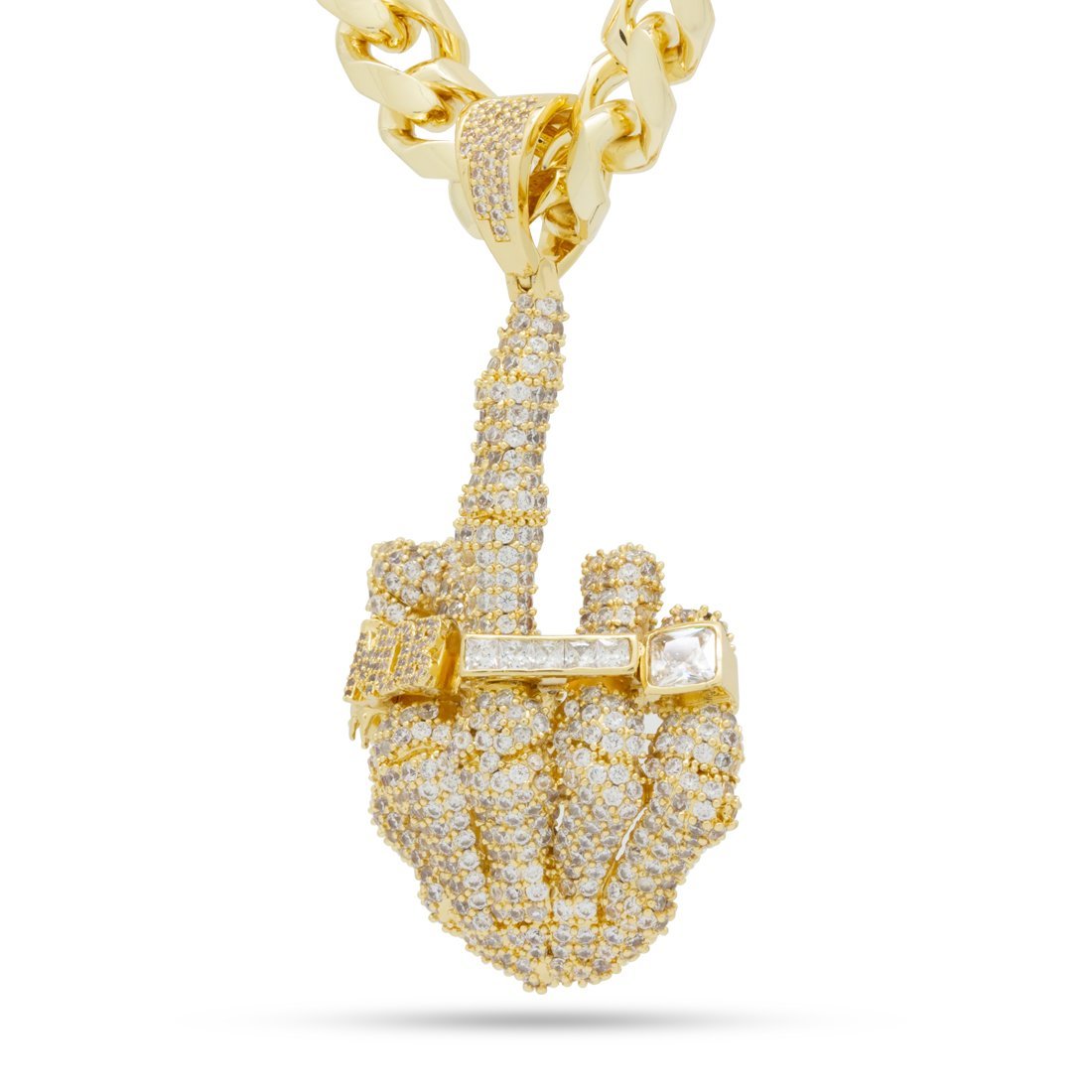 Iced Skeleton Flip Necklace  in  14K Gold / 3.3" by Kingices