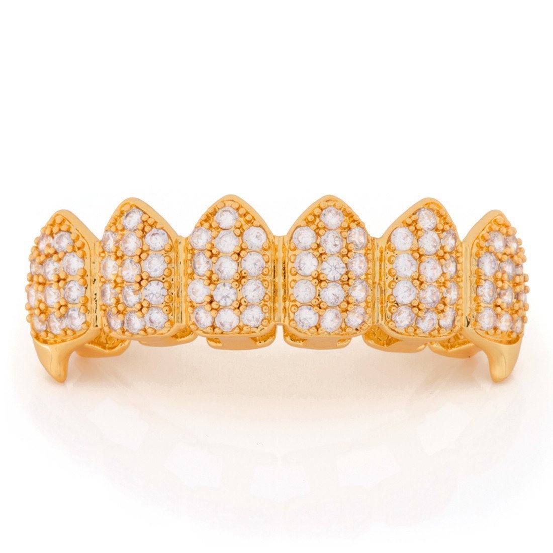 Iced  Vampire Grillz  in  14K Gold / Top by Kingices