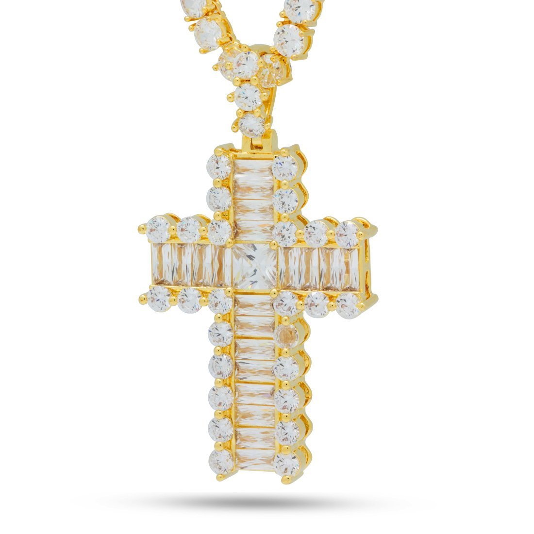 Icy Cross Necklace  in  14K Gold / 2.6" by Kingices
