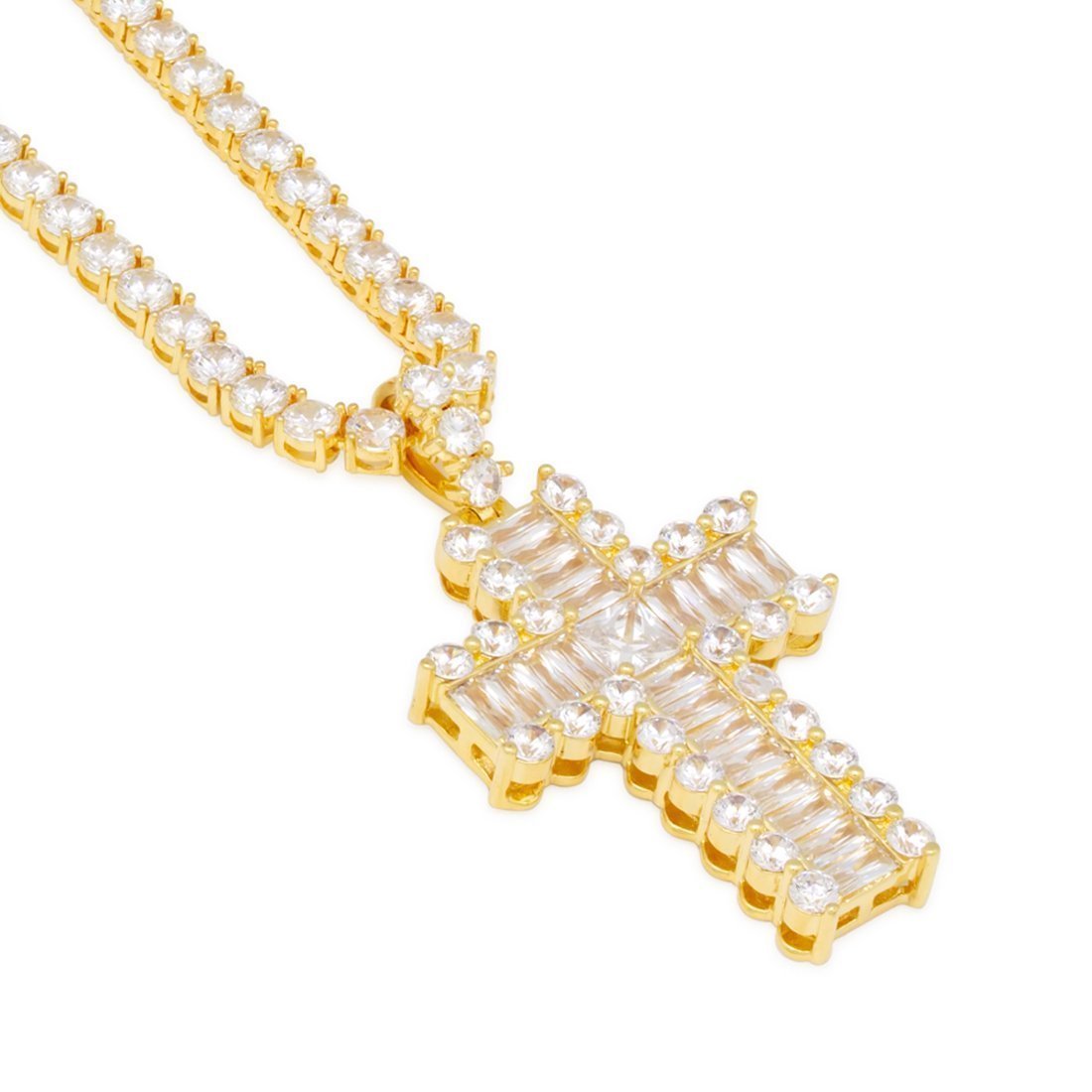 Icy Cross Necklace  in  by Kingices
