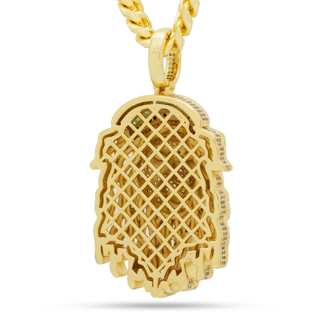 Icy Rasta Lion Necklace  in  14K Gold / 2.8" by Kingices