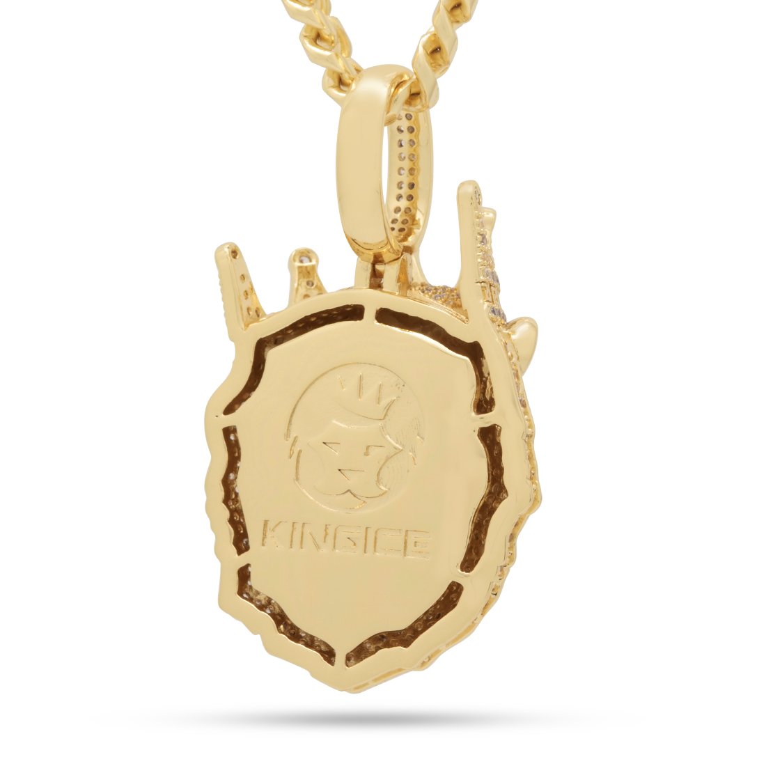 Icy Royal Lion Necklace  in  14K Gold / 2" by Kingices