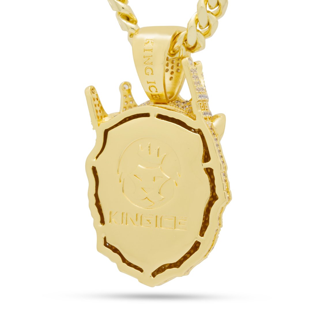 Icy Royal Lion Necklace  in  14K Gold / 2" by Kingices