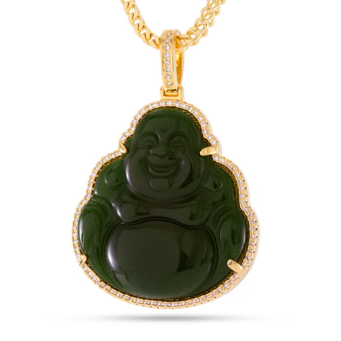 Jade Buddha Necklace  in  14K Gold / 1.4" by Kingices