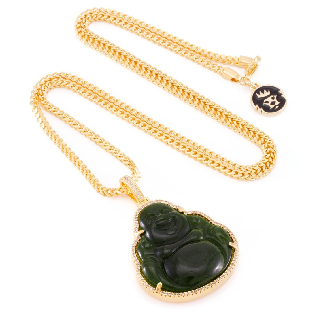 Jade Buddha Necklace  in  14K Gold / 1.4" by Kingices