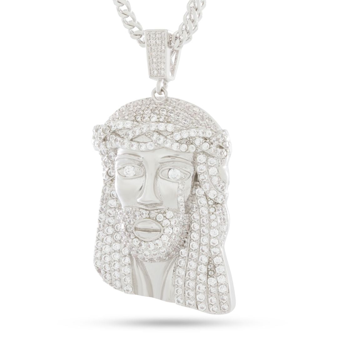 Jesus Necklace  in  White Gold / 1.8" by Kingices