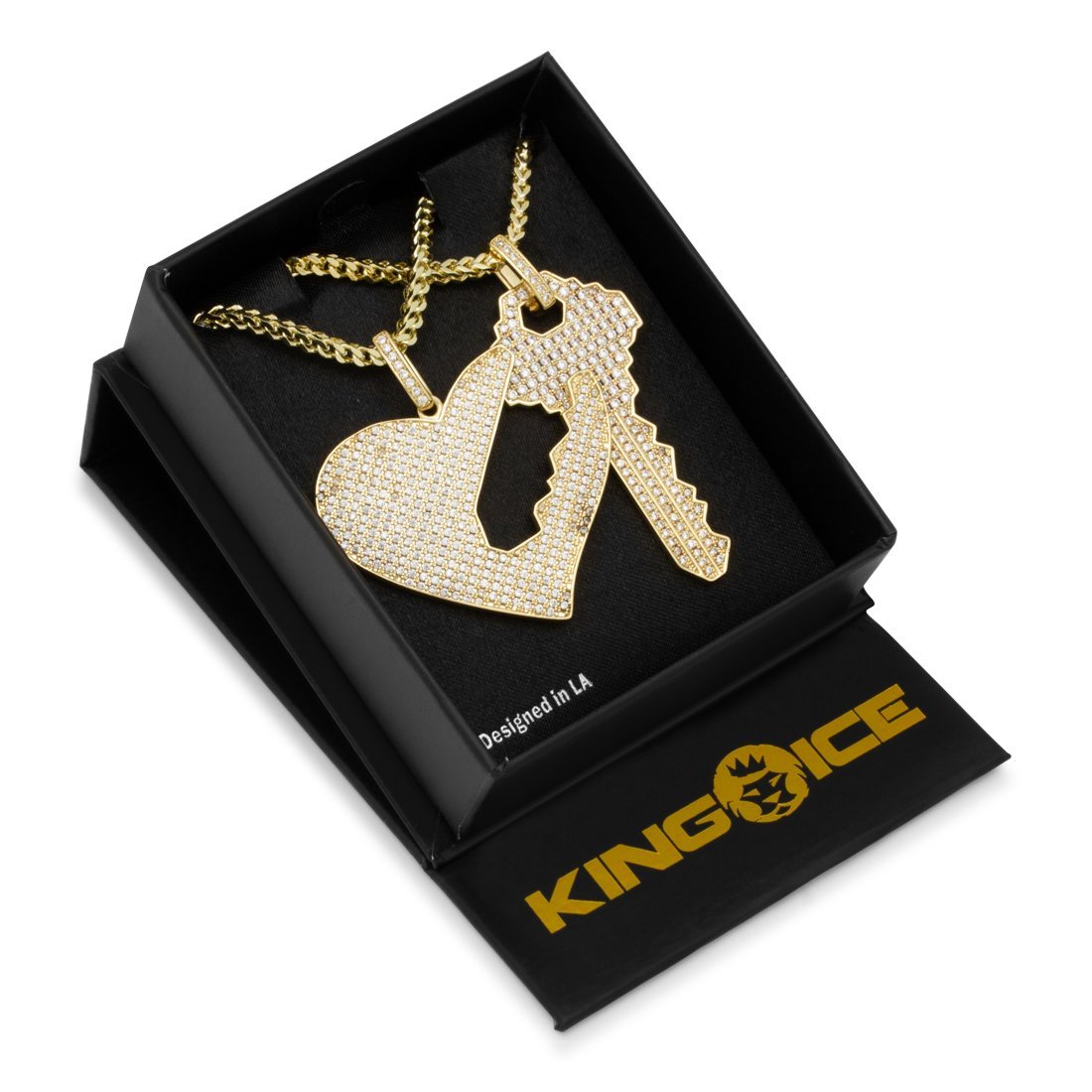 Key to Love Necklace Set  in  14K Gold / 2.1" by Kingices