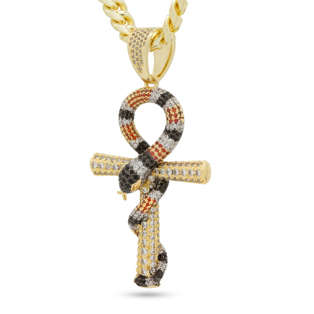 King Snake Ankh Key Necklace  in  14K Gold / 3" by Kingices