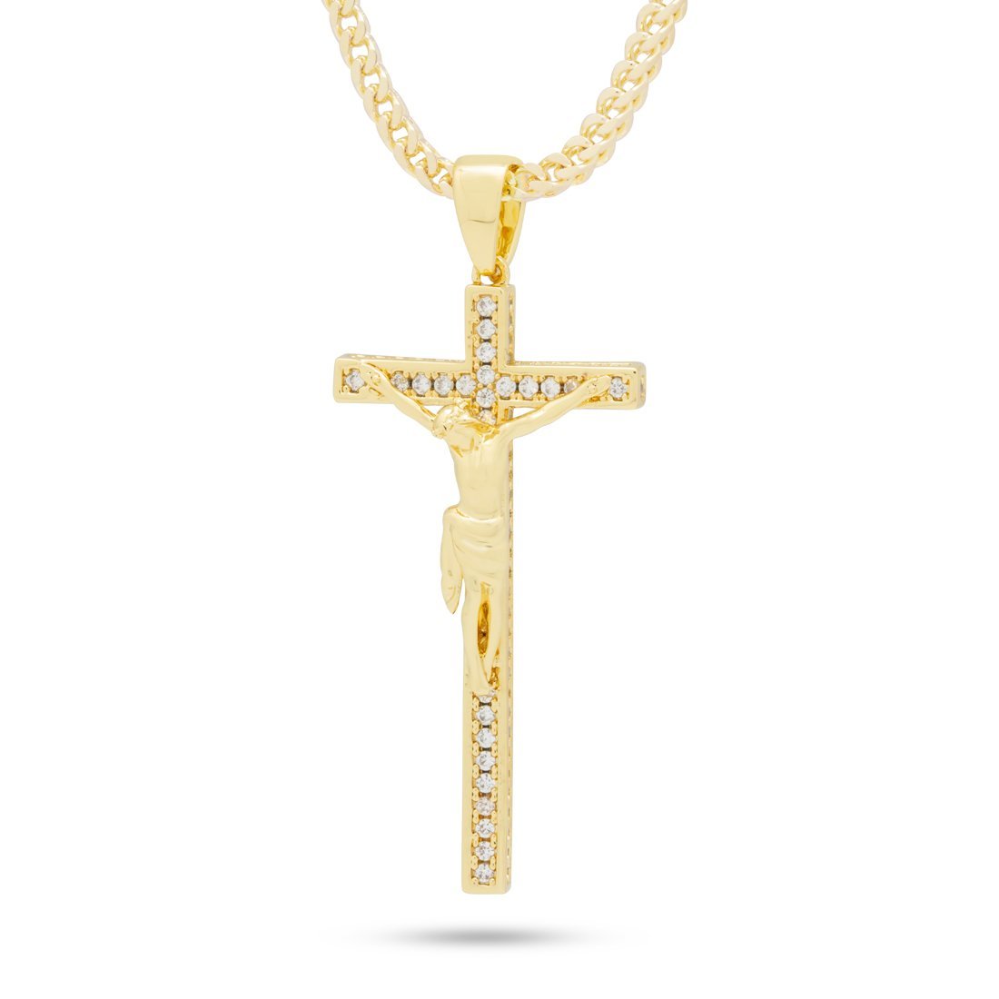Latin Crucifix Necklace  in  14K Gold / 2.1" by Kingices