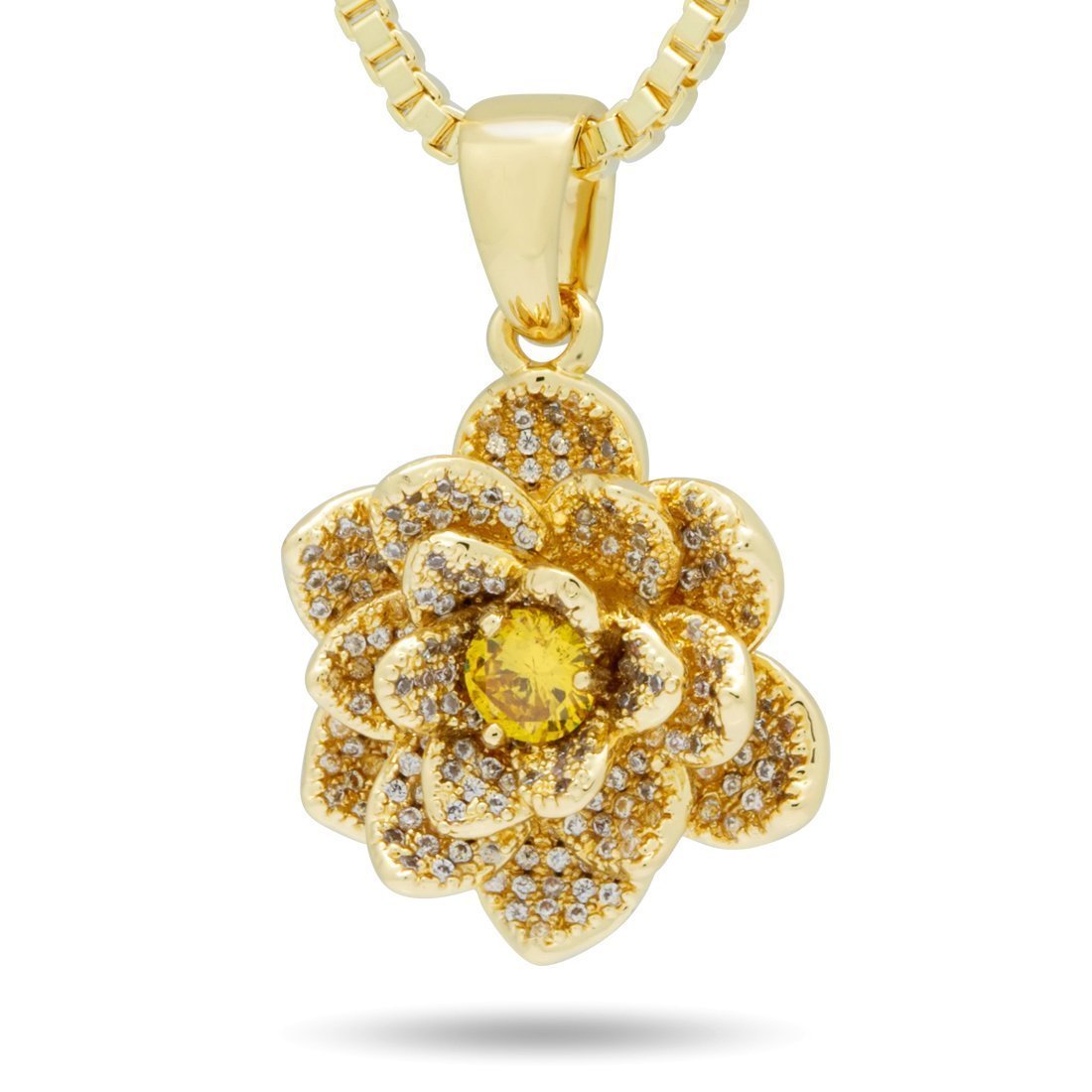 Lotus of Rebirth Necklace  in  14K Gold / 1.3" by Kingices