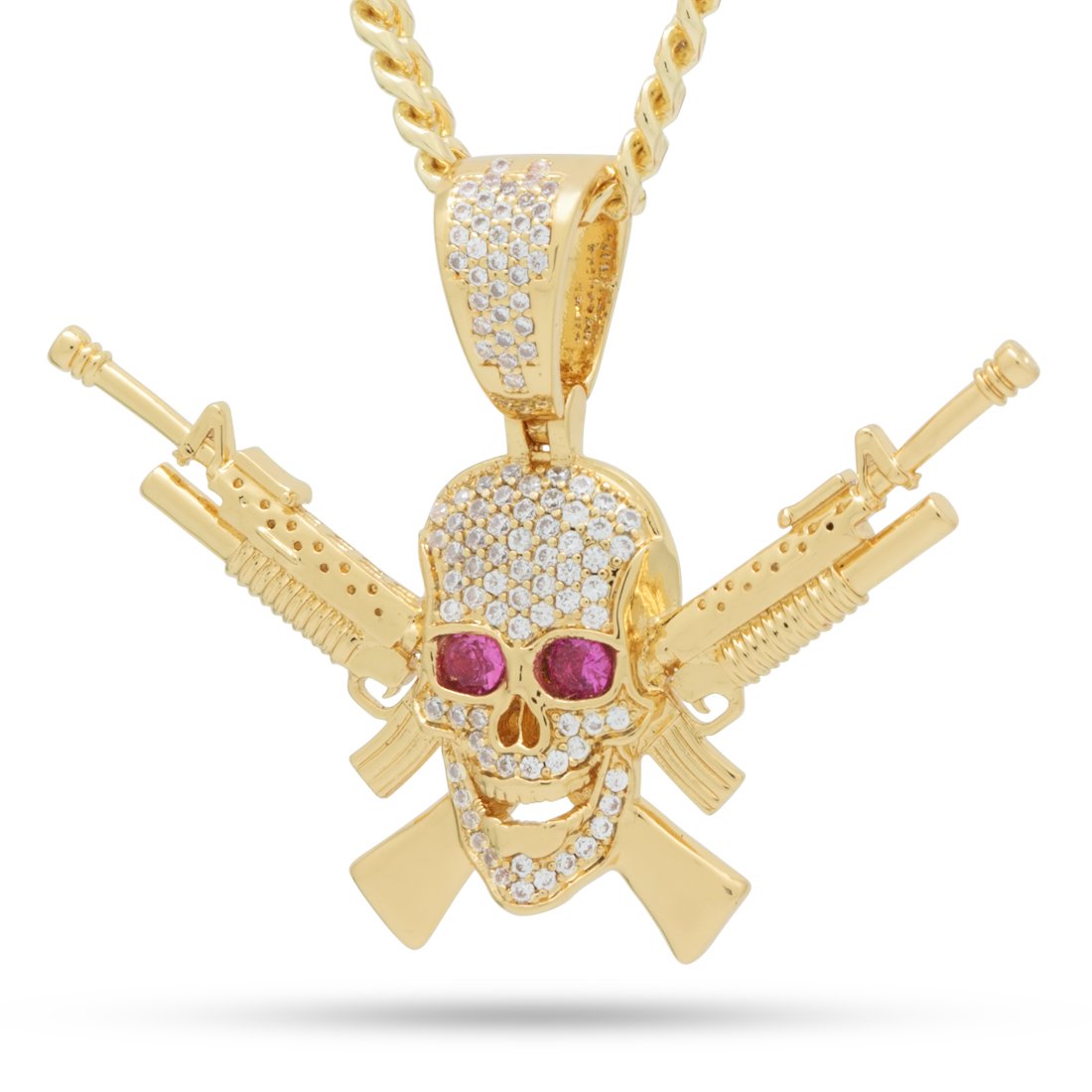 M16 Jolly Roger Necklace  in  14K Gold / 1.5" by Kingices
