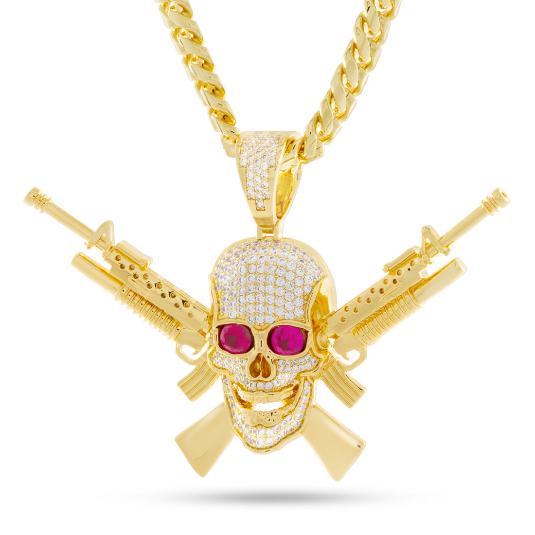 M16 Jolly Roger Necklace  in  14K Gold / 2.5" by Kingices