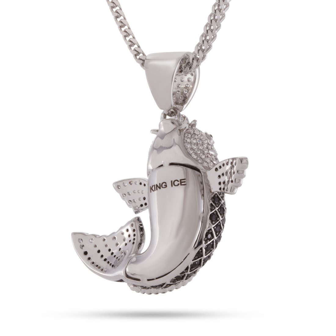 Matsuba Koi Fish Necklace  in  White Gold / 2.1" by Kingices