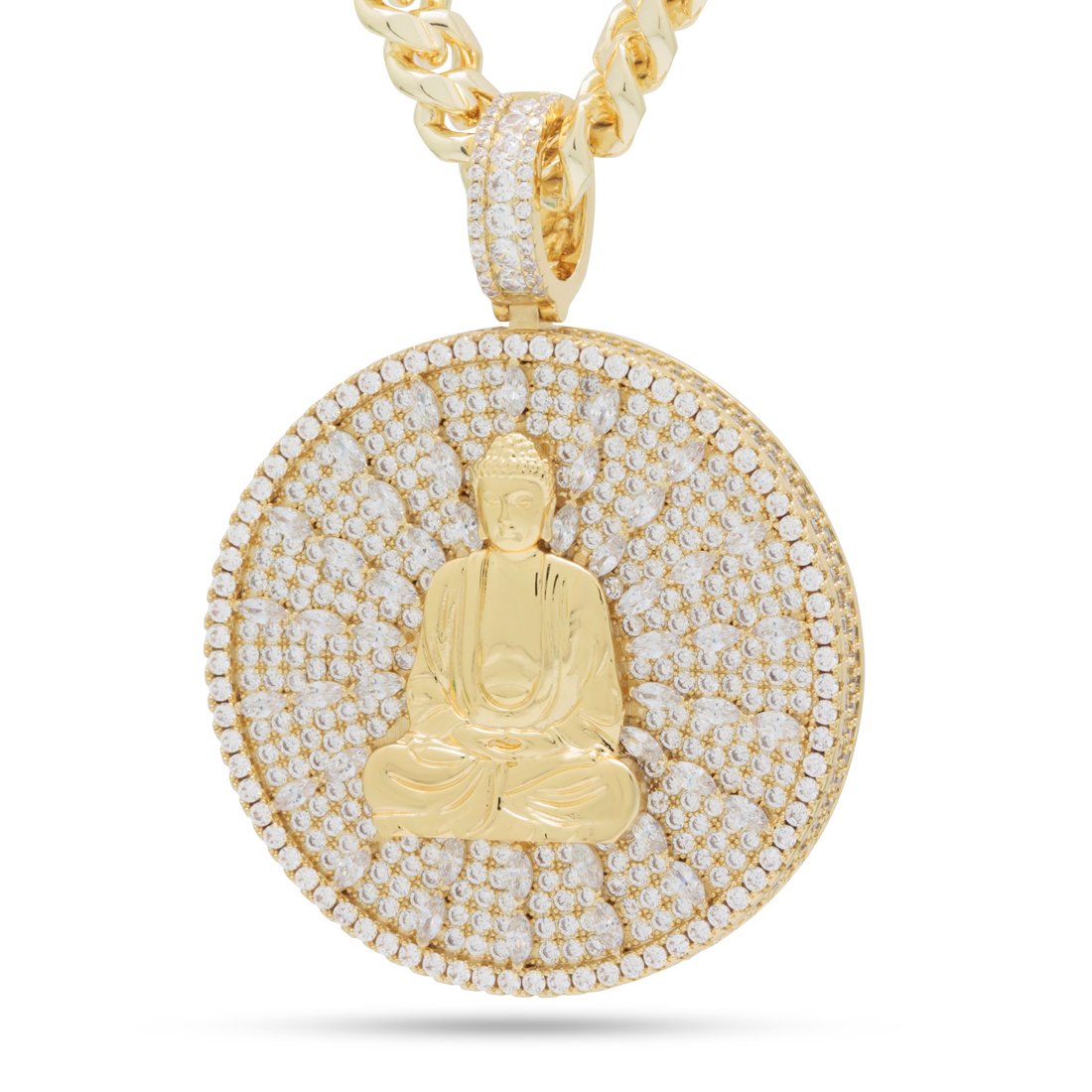 Meditating Buddha Necklace  in  14K Gold / 2.5" by Kingices