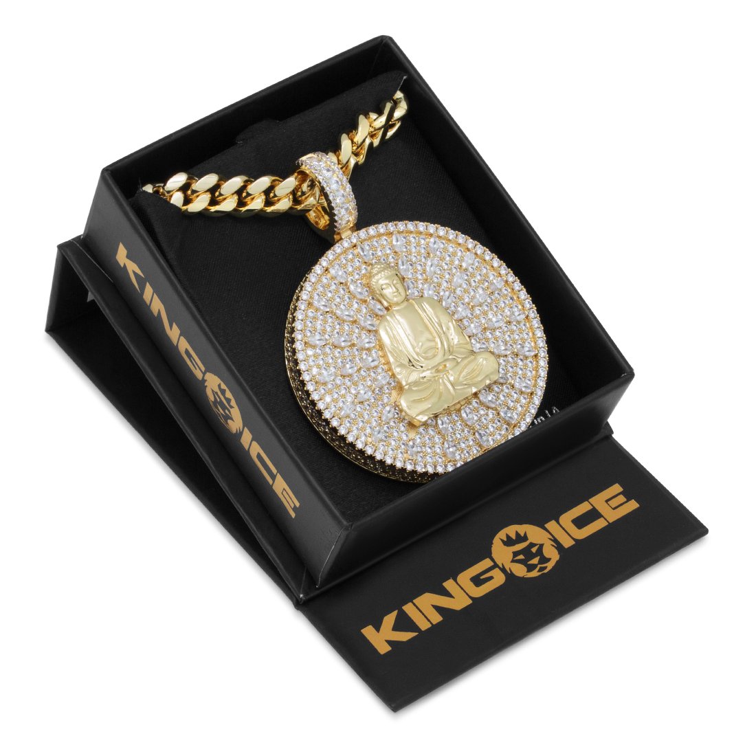 Meditating Buddha Necklace  in  14K Gold / 2.5" by Kingices