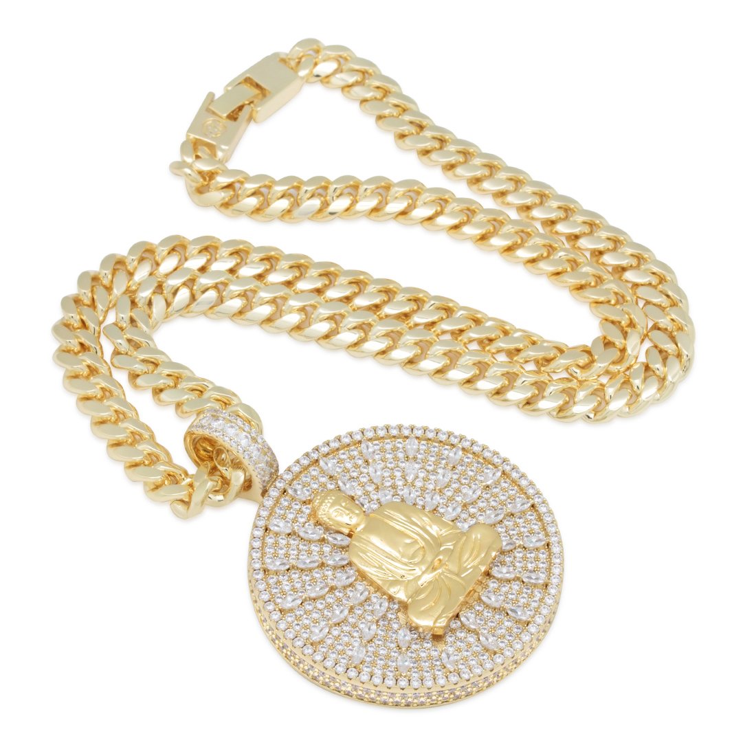 Meditating Buddha Necklace  in  14K Gold / 2.5" by Kingices