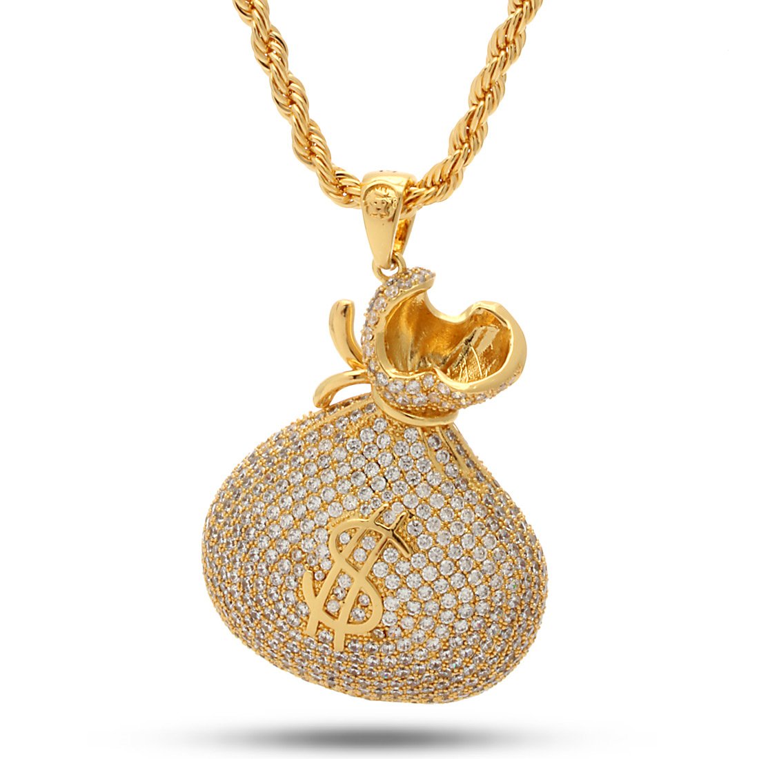 Money Bag Stash Necklace  in  14K Gold / 2.3" by Kingices