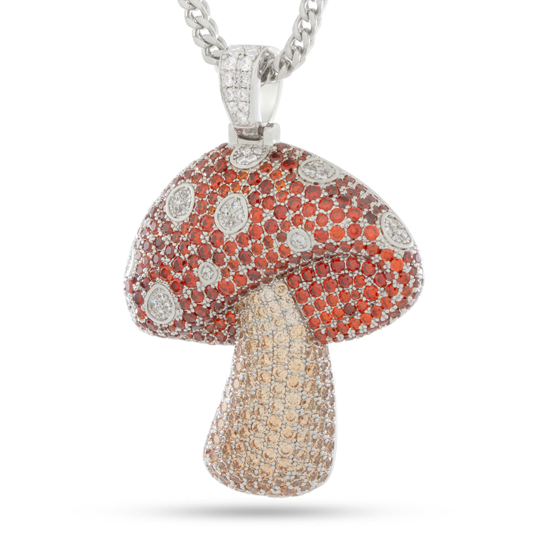 Mushroom Necklace  in  White Gold / 2" by Kingices