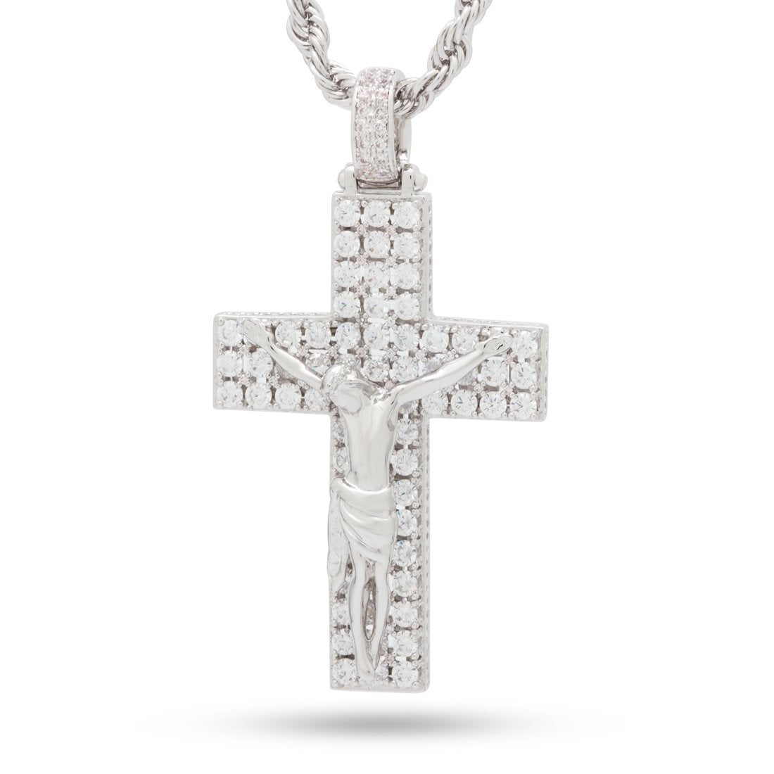 Notorious B.I.G. x Kingices - Biggie Crucifix Necklace  in  White Gold / 2.5" by Kingices