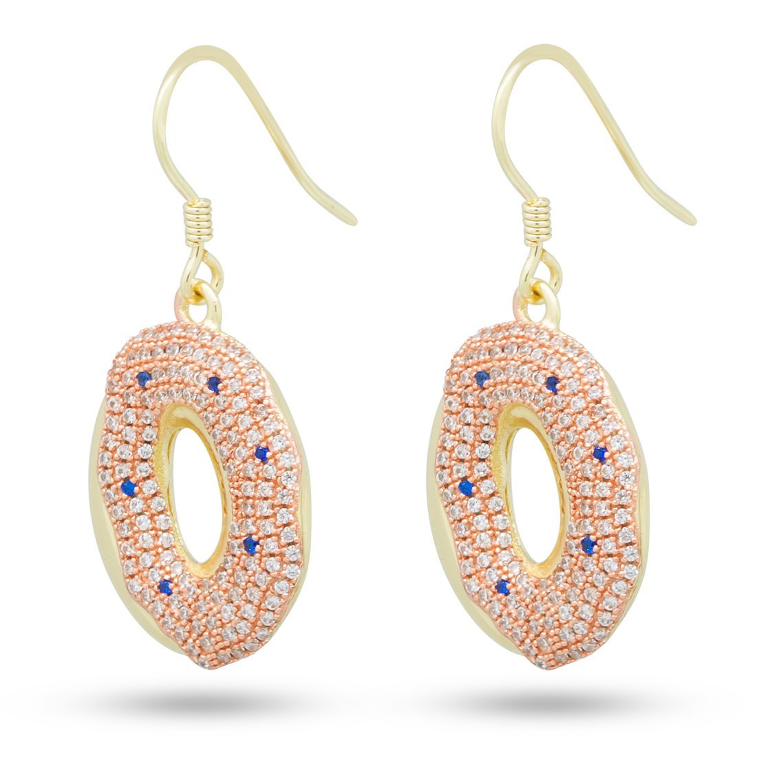 Donut Hanging Earrings  in  14K Gold by Kingices