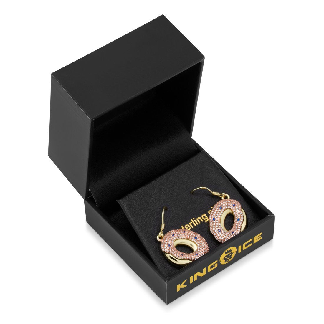 Donut Hanging Earrings  in  14K Gold by Kingices