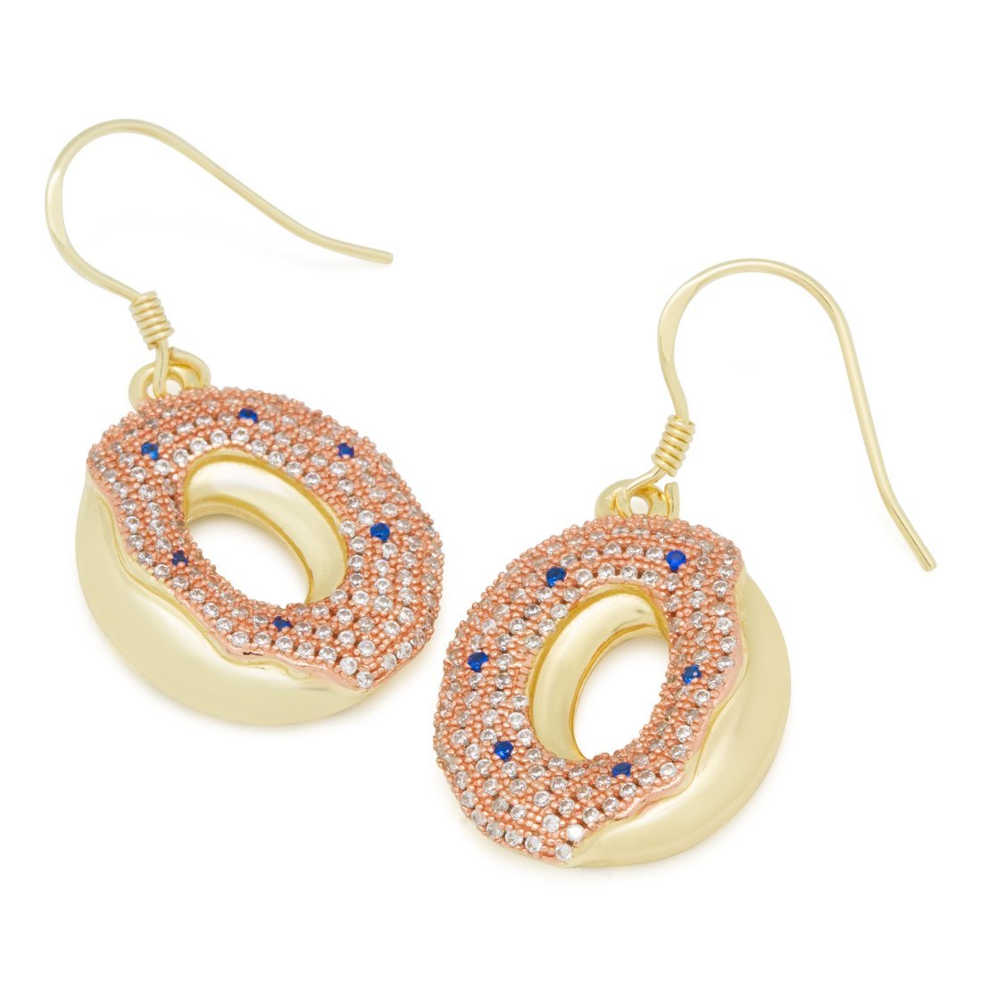 Donut Hanging Earrings  in  14K Gold by Kingices