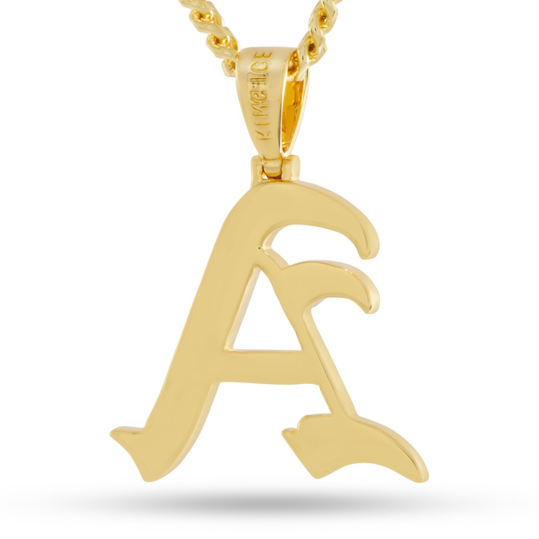 Old English Letter "A" Necklace  in  14K Gold / 1.5" by Kingices