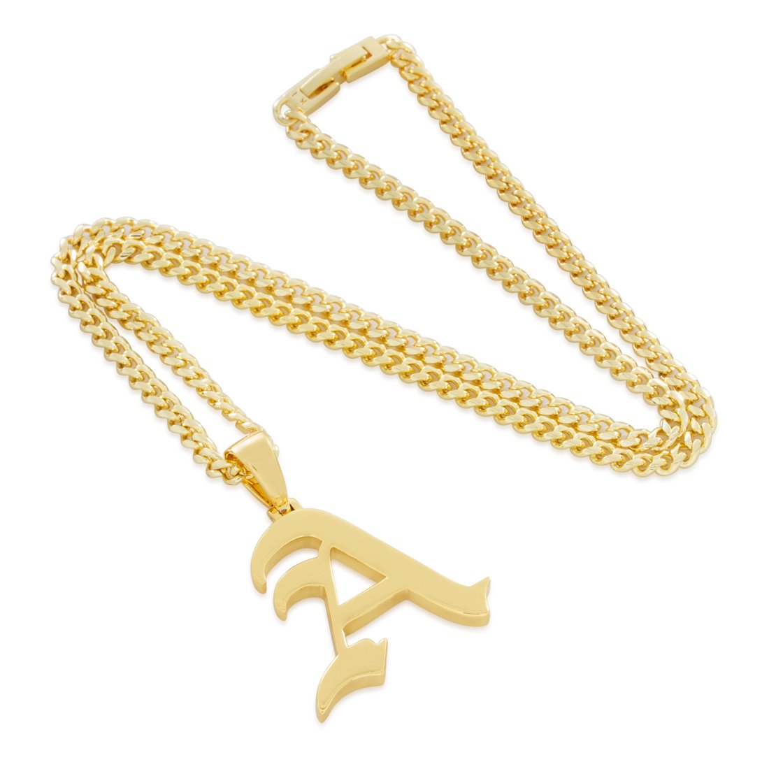 Old English Letter "A" Necklace  in  14K Gold / 1.5" by Kingices
