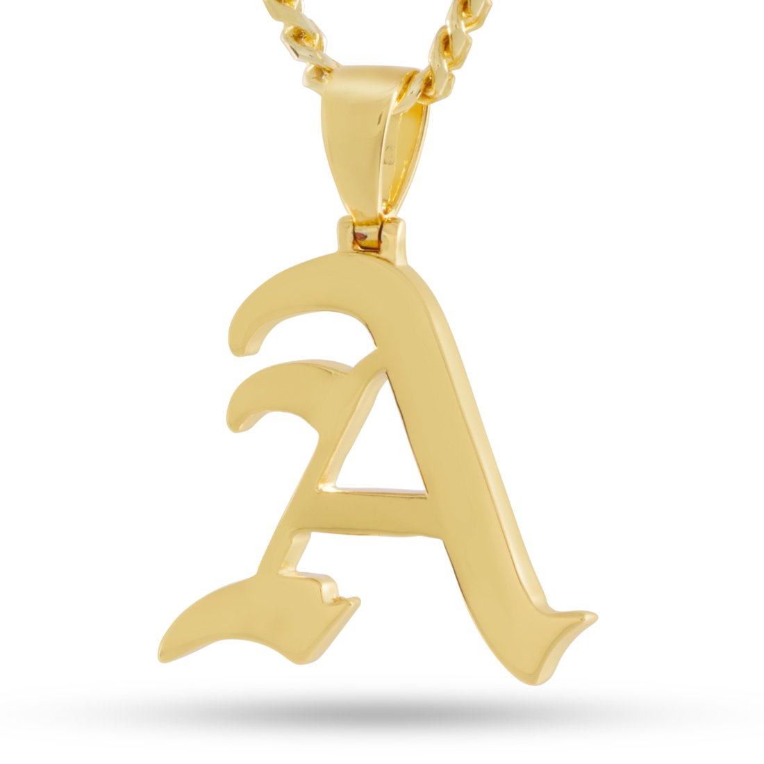 Old English Letter "A" Necklace  in  14K Gold / 1.5" by Kingices