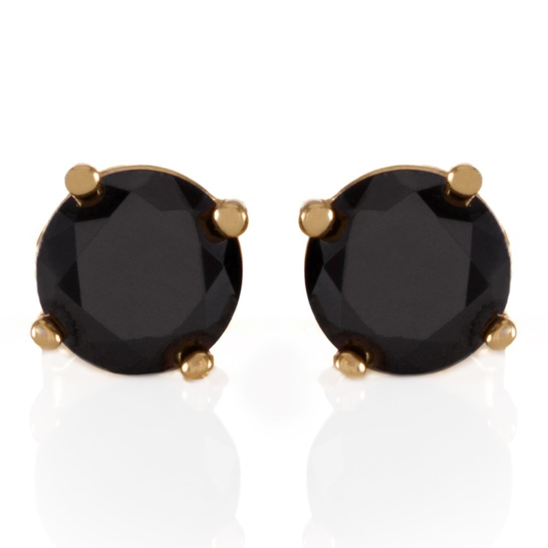 Onyx Brilliant-Cut Stud Earrings  in  by Kingices
