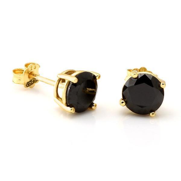 Onyx Brilliant-Cut Stud Earrings  in  Sterling Silver / 14K Vermeil / 5mm by Kingices