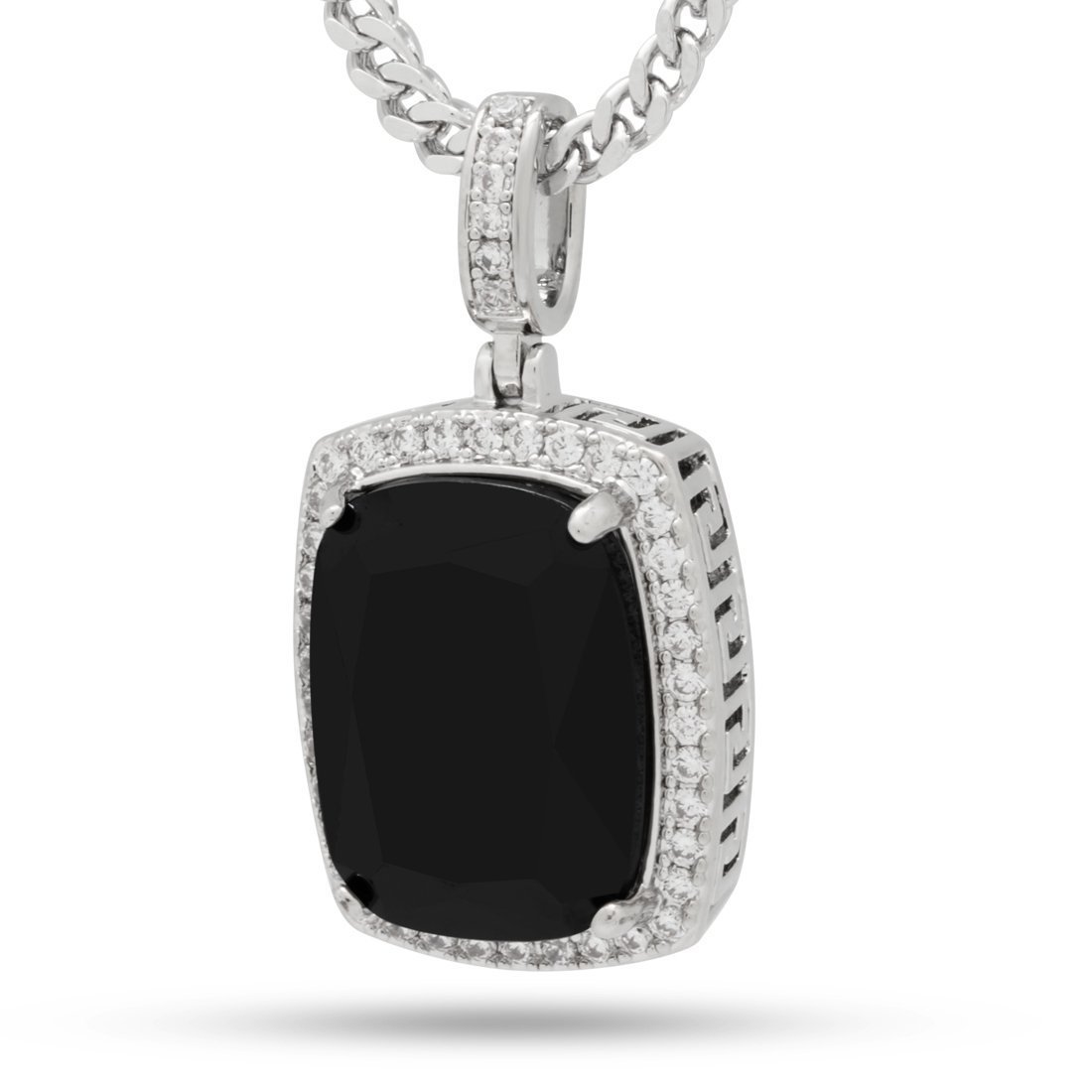 Onyx Crown Julz Necklace  in  White Gold / 1.5" by Kingices