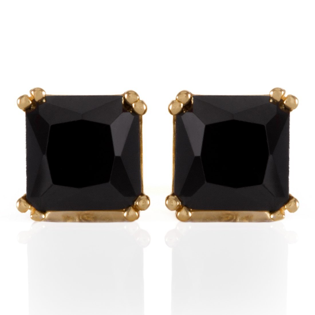 Onyx Princess-Cut Stud Earrings  in  by Kingices