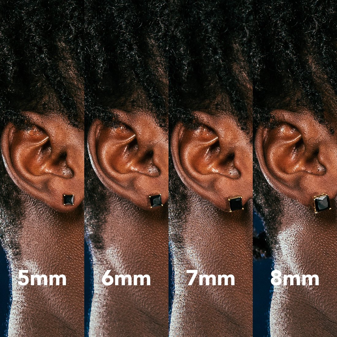 Onyx Princess-Cut Stud Earrings  in  by Kingices